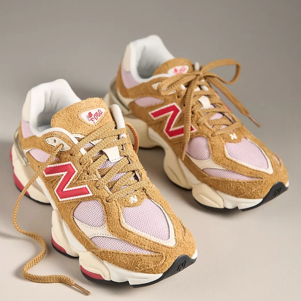 New Balance Tan and Pink Sneakers